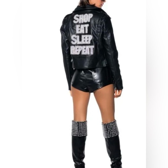 SHOP EAT SLEEP
REPEAT EMBELLISHED FAUX LEATHER MOTO
JACKET IN BLACK
MULTI - Picture 6 of 7